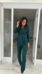 Claudia Peplum Suit – Green