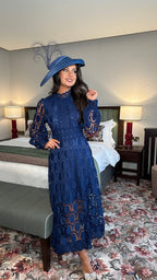 Lucia Long Sleeve Lace Dress – Navy