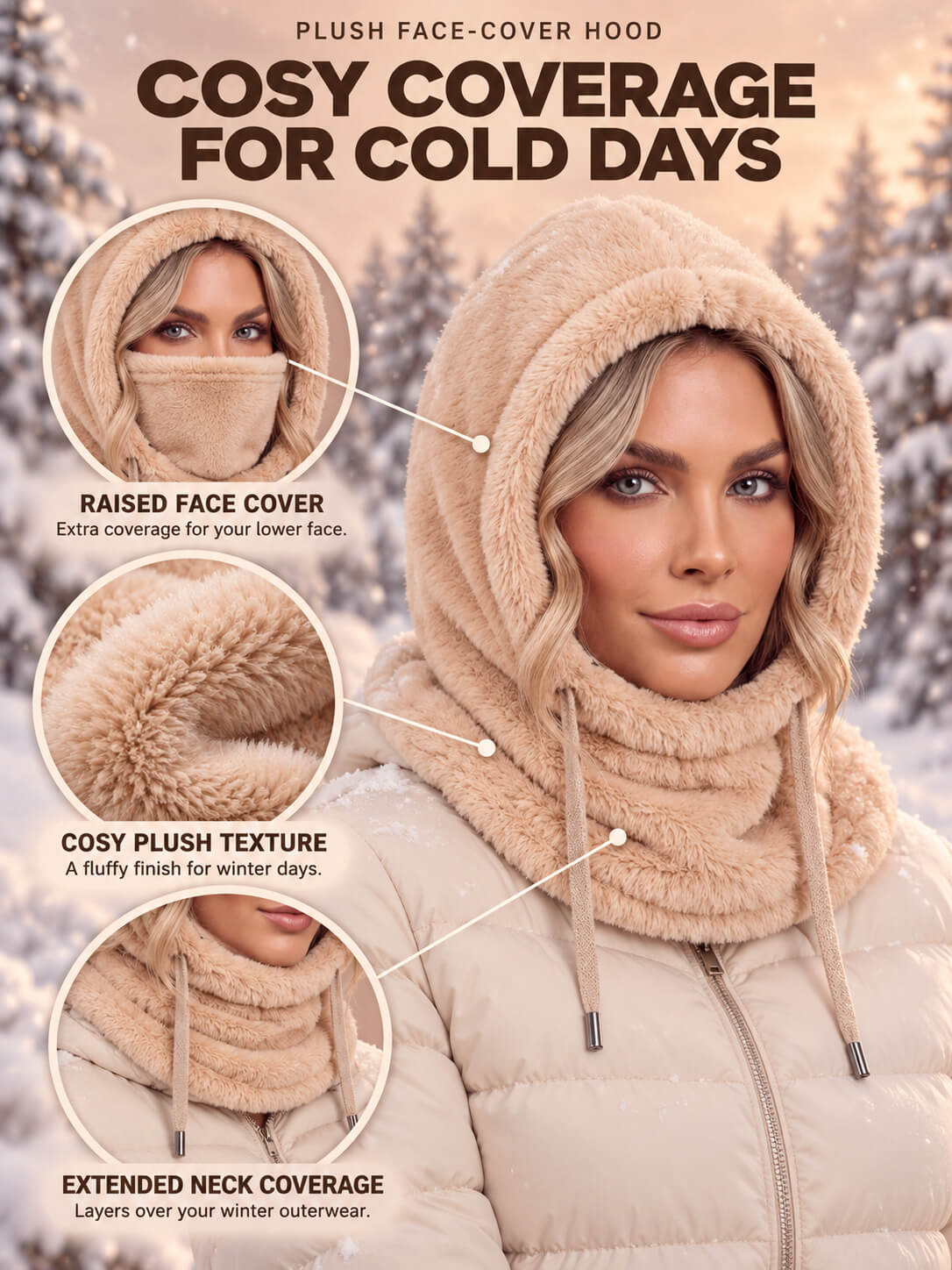 Women’s Plush Face-Cover Hood