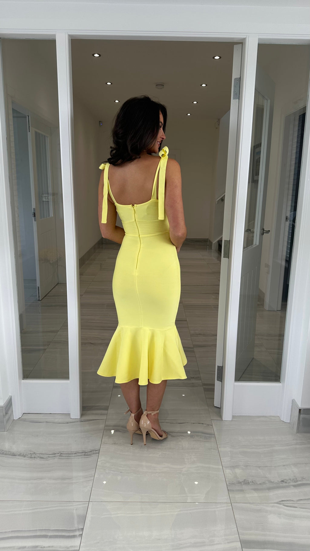 Amara Fishtail Bandage Dress – Yellow