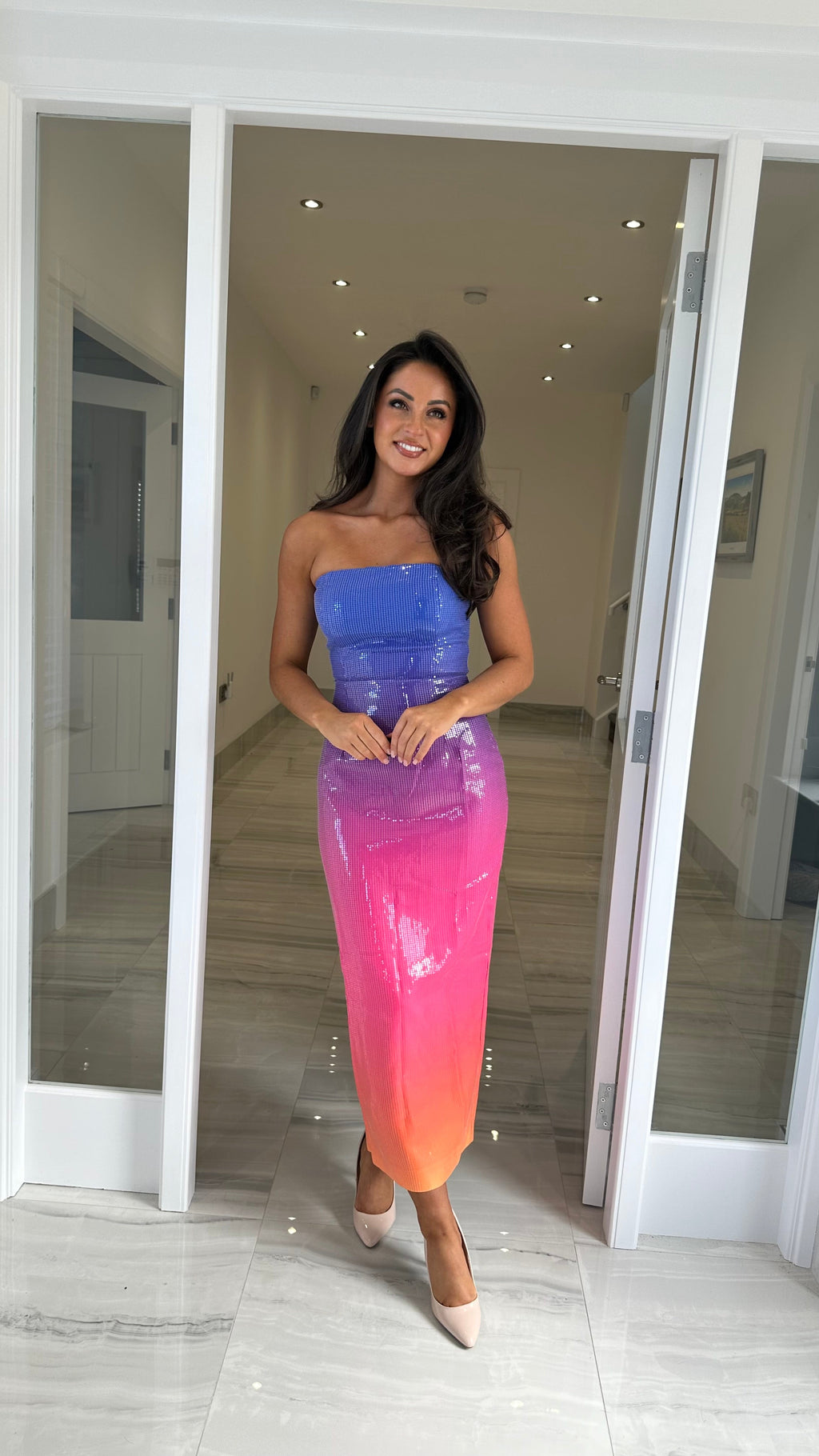 Sienna Sequin Strapless Dress – Rainbow