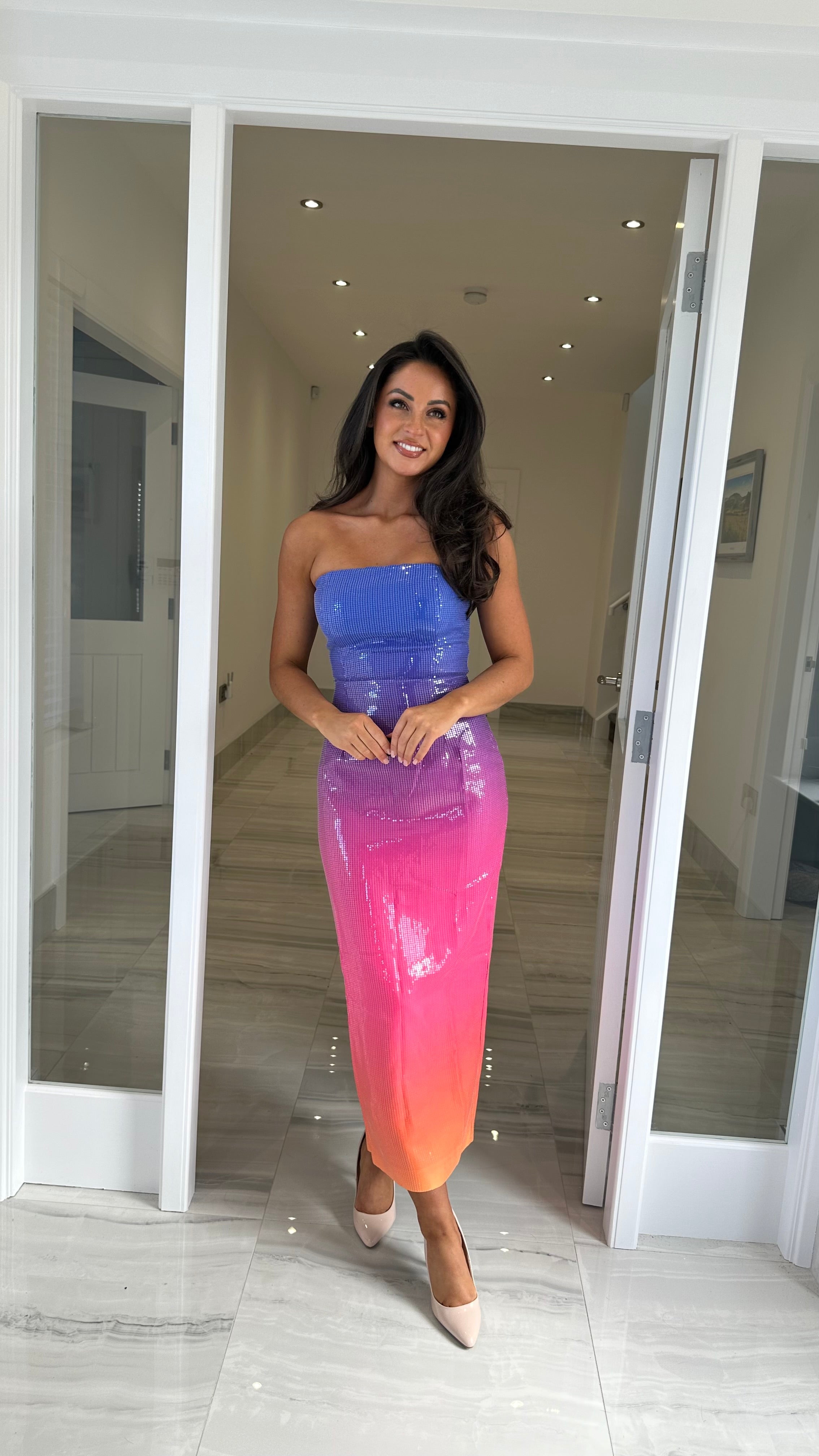 Sienna Sequin Strapless Dress – Rainbow