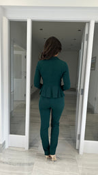 Claudia Peplum Suit – Green