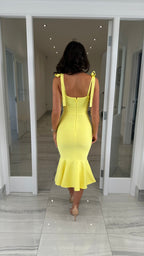Amara Fishtail Bandage Dress – Yellow