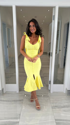Amara Fishtail Bandage Dress – Yellow