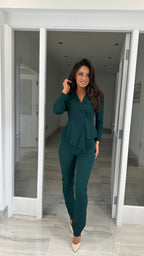 Claudia Peplum Suit – Green