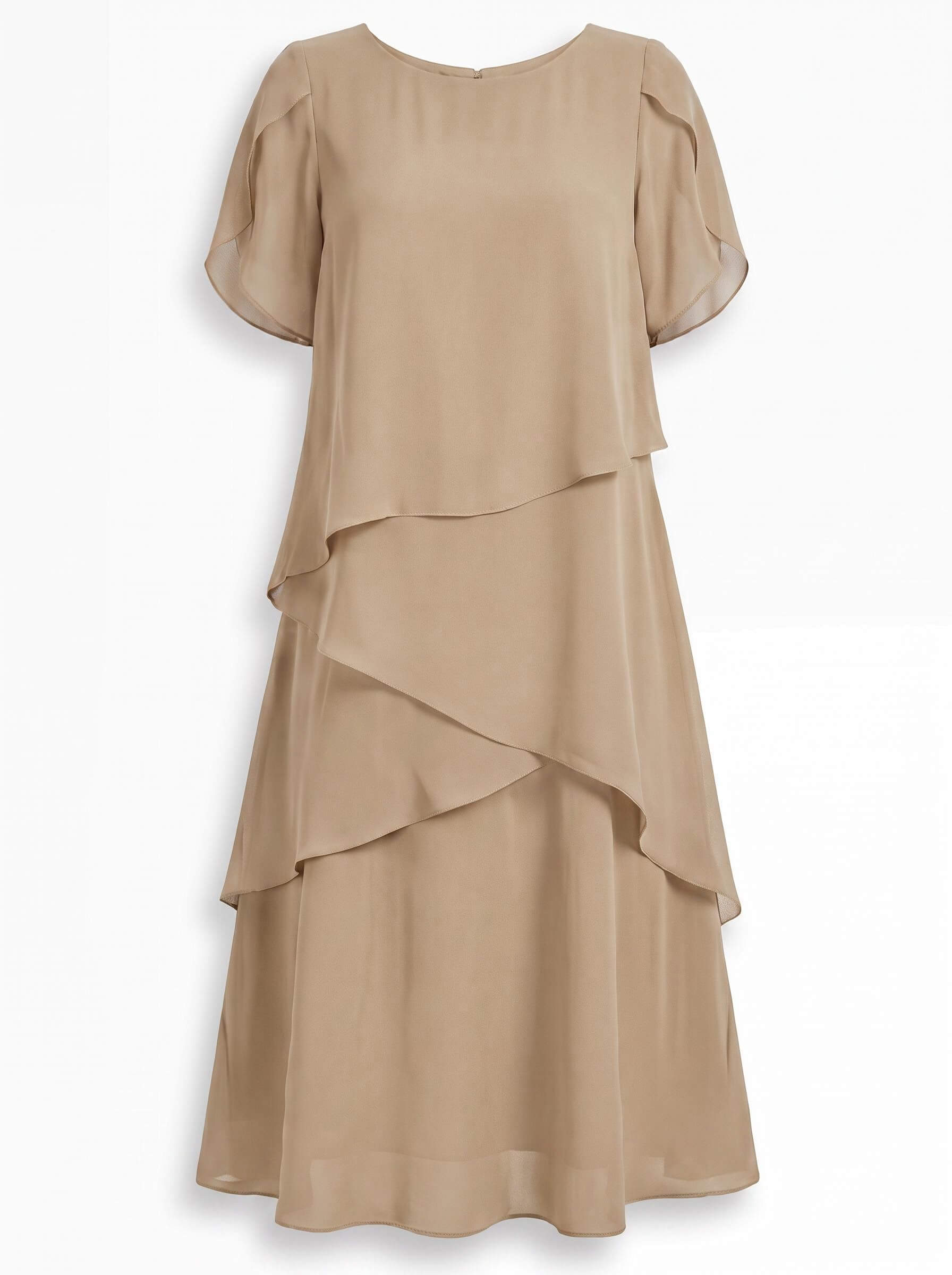 Women’s Elegant Chiffon Layered Dress – Round Neck
