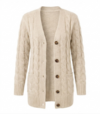 Women’s Cable Knit Cardigan – Button Front & Cozy Loose Fit