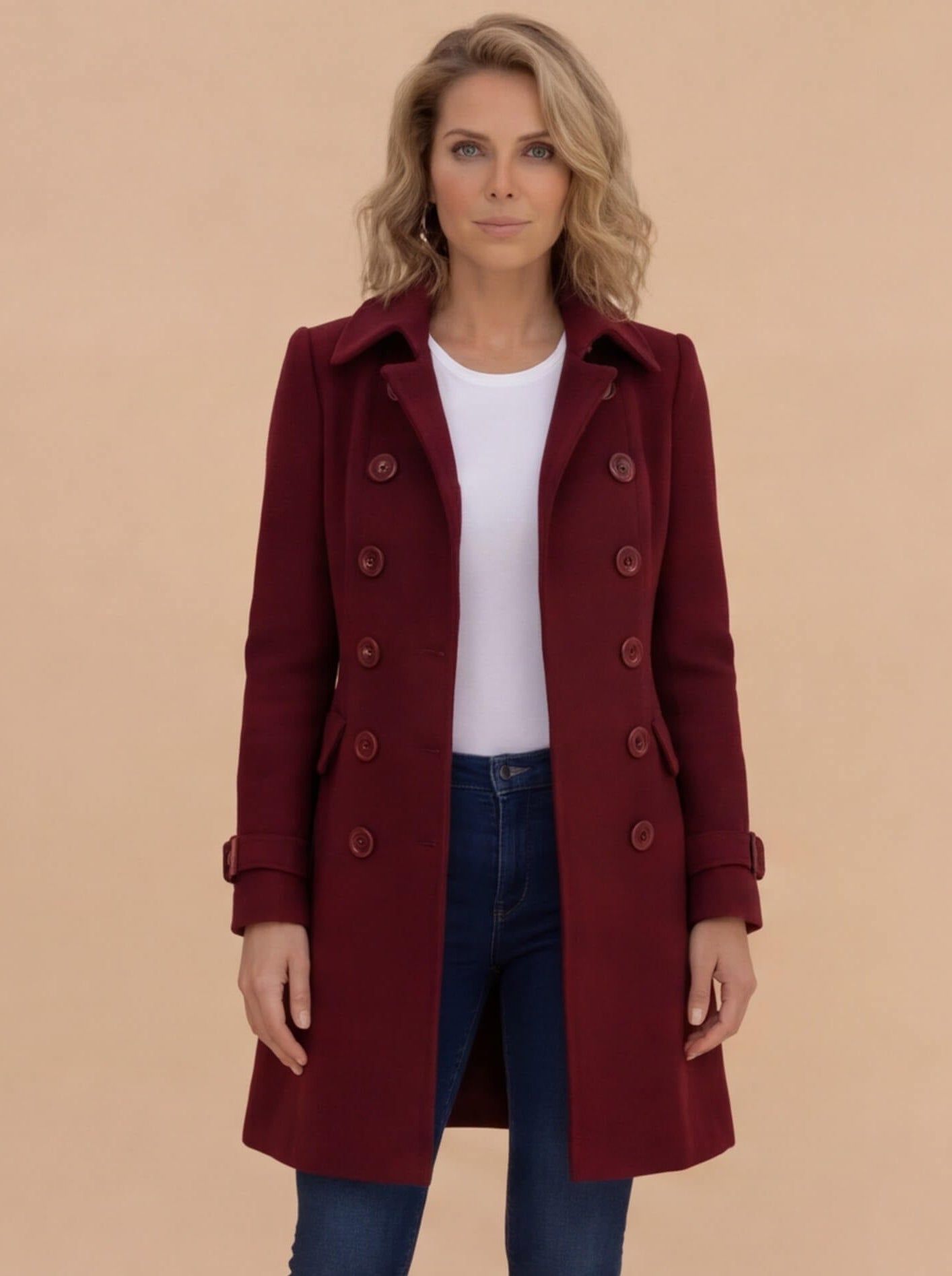 Women’s Coat – Double-Breasted, Elegant & Structured