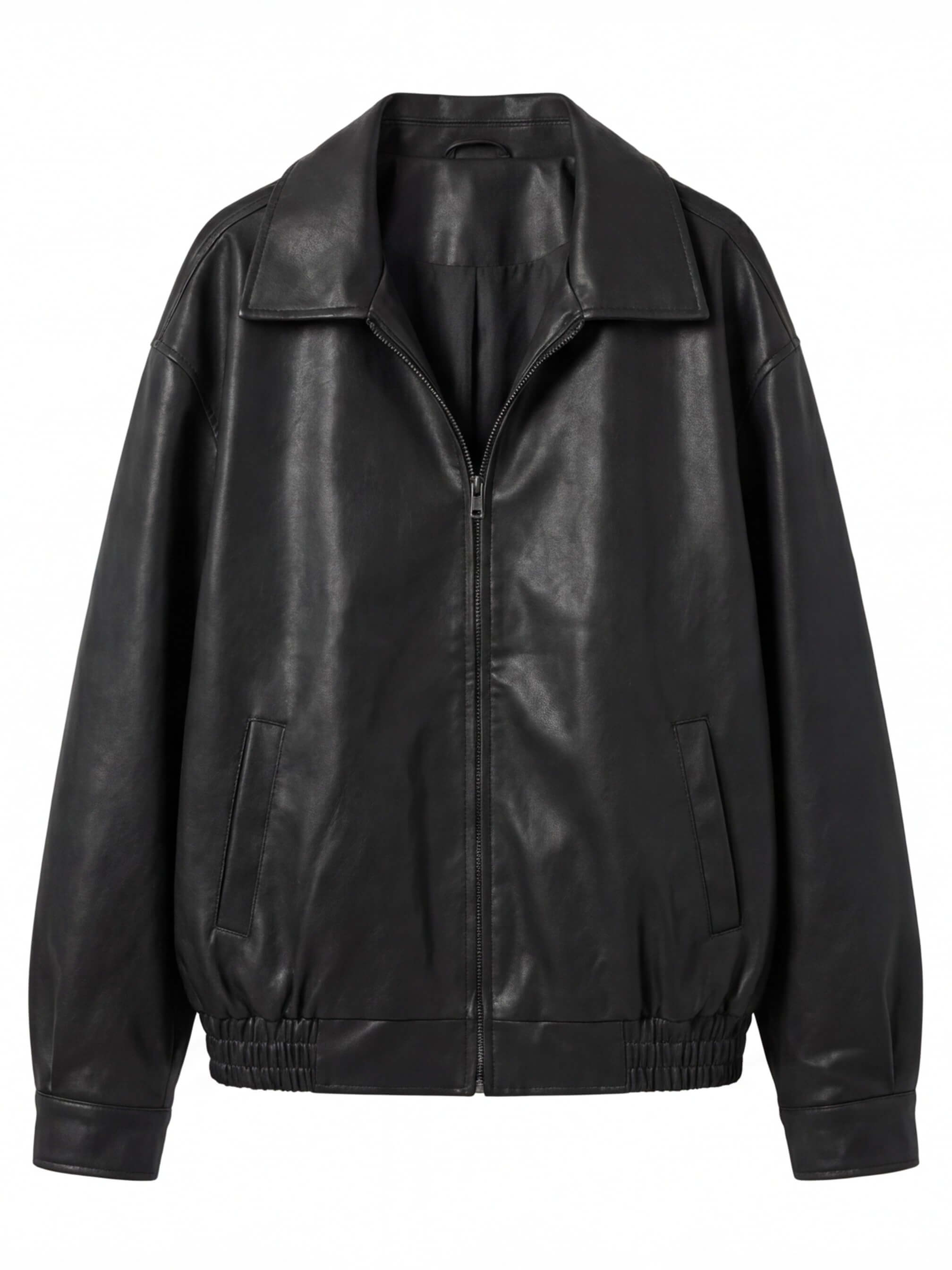Women’s Oversized Leather Jacket – Loose PU Bomber Jacket in Streetstyle Look