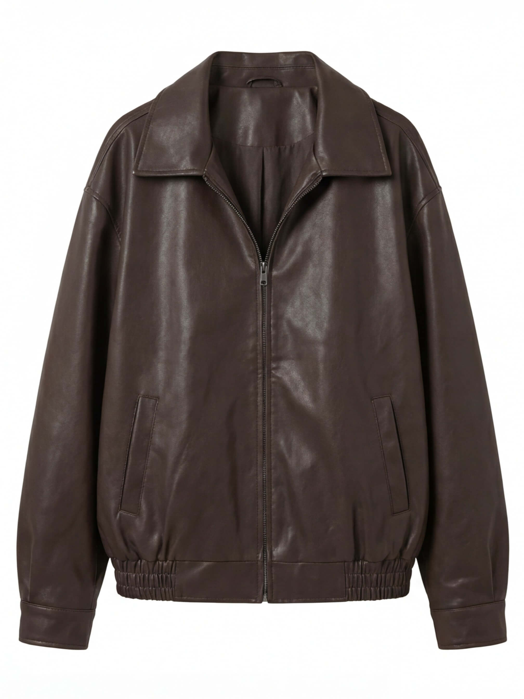 Women’s Oversized Leather Jacket – Loose PU Bomber Jacket in Streetstyle Look