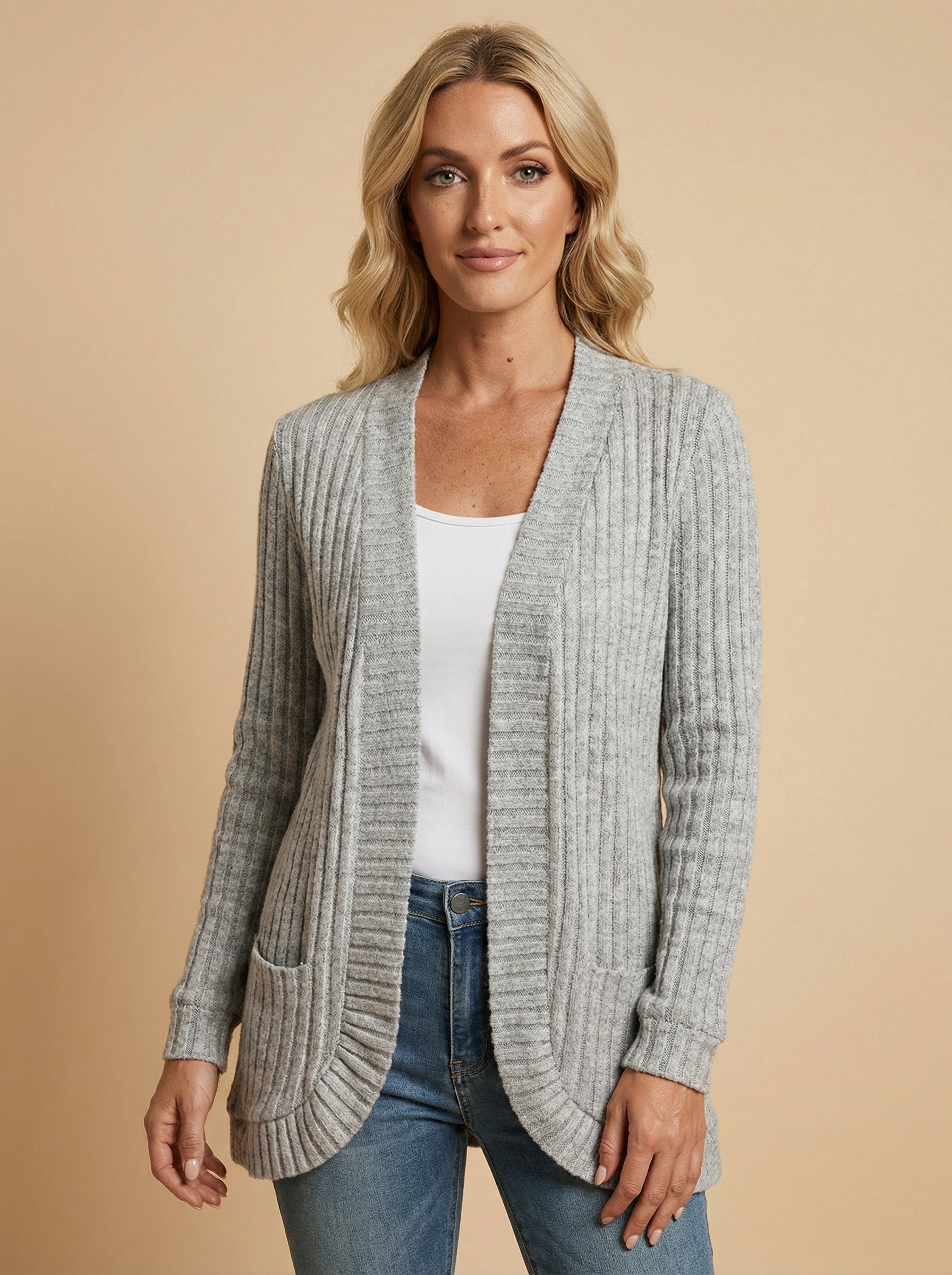 Women’s Ribbed Knit Cardigan – Elegant Everyday Layer & Timeless Comfort