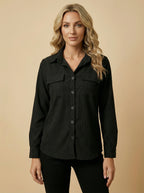 Women’s Corduroy Button Shirt – Classic Collar & Structured Casual Fit