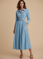 Women’s Belted Denim Shirt Dress – Timeless & Everyday Chic
