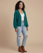 Women’s Elegant Knit Cardigan – Soft V-Neck & Mid-Stretch Comfort