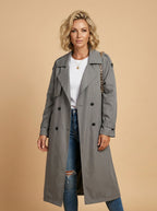 Women’s Long Trench Coat – Belted Waist & Water-Repellent Finish