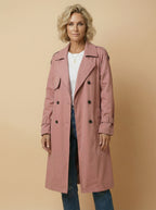 Women’s Long Trench Coat – Belted Waist & Water-Repellent Finish
