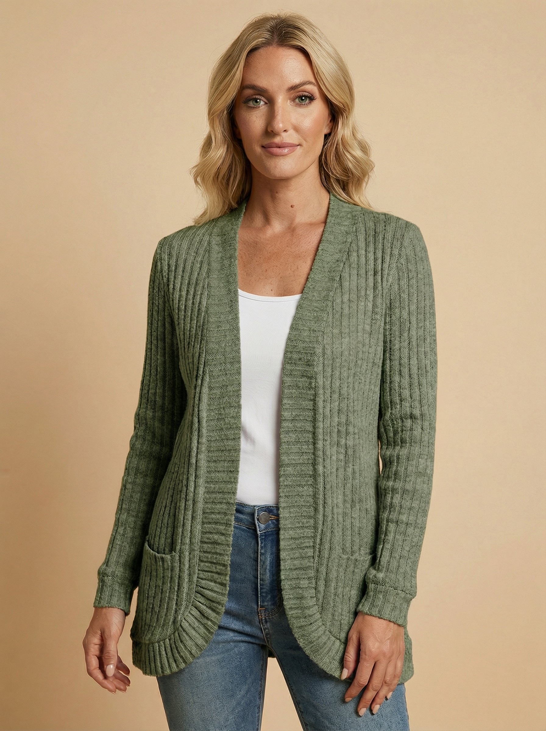 Women’s Ribbed Knit Cardigan – Elegant Everyday Layer & Timeless Comfort