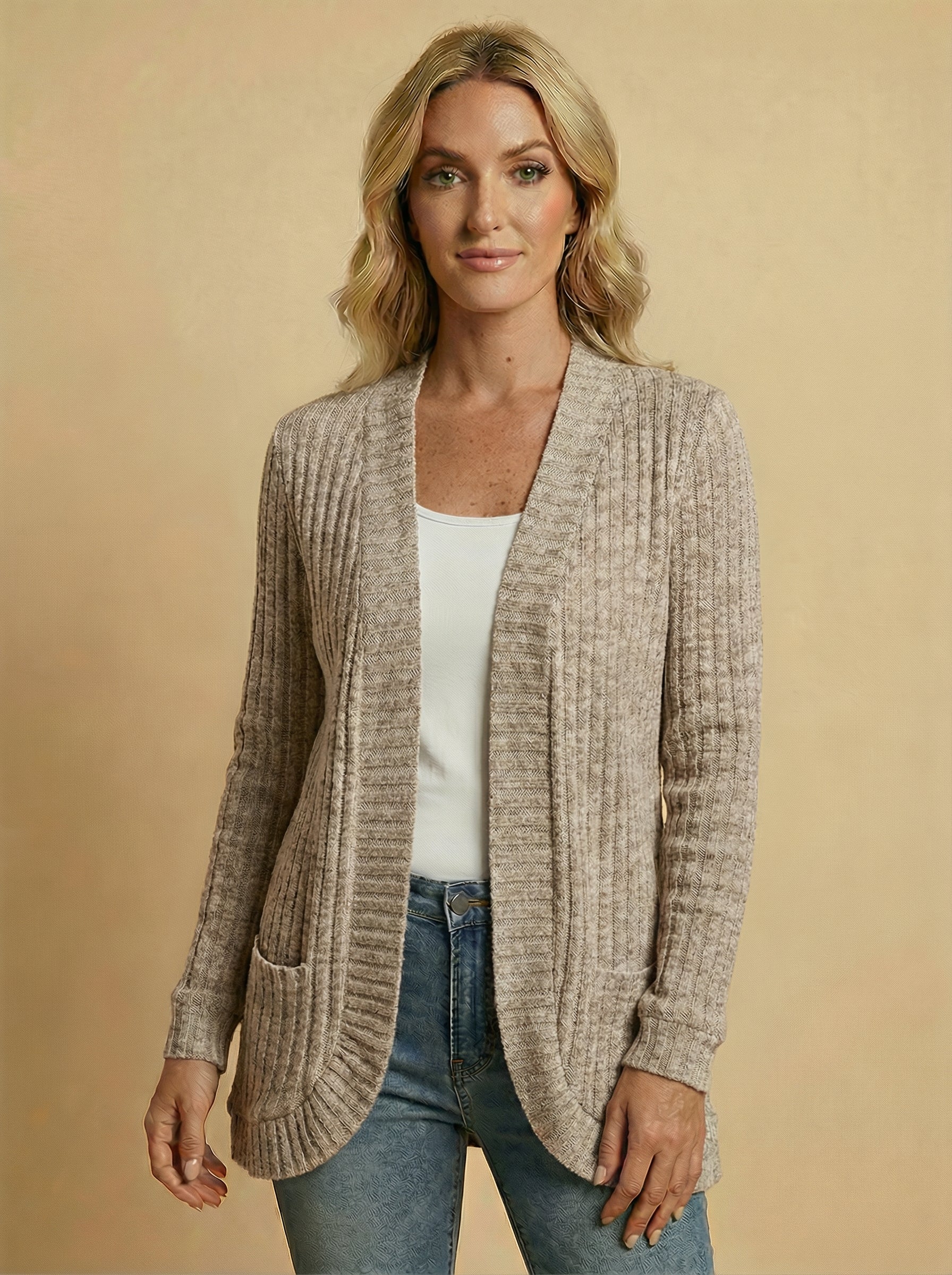 Women’s Ribbed Knit Cardigan – Elegant Everyday Layer & Timeless Comfort