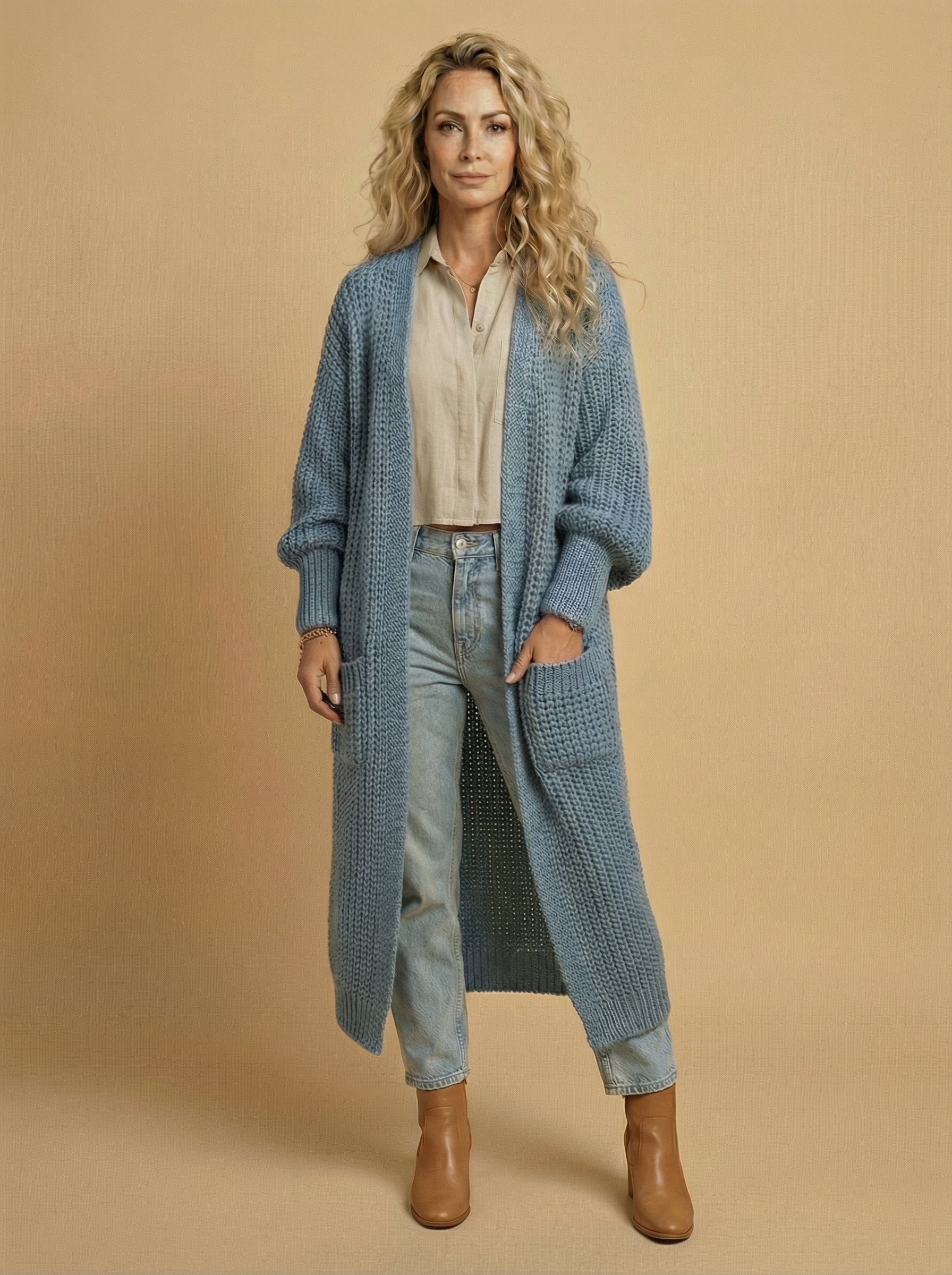 Women’s Long Knit Cardigan – Oversized Ribbed Style & Cozy Elegance