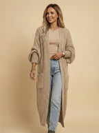 Women’s Long Knit Cardigan – Oversized Ribbed Style & Cozy Elegance