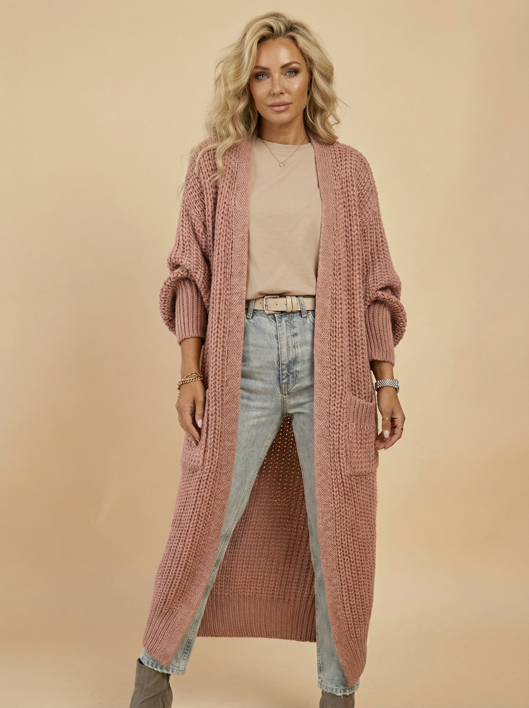 Women’s Long Knit Cardigan – Oversized Ribbed Style & Cozy Elegance