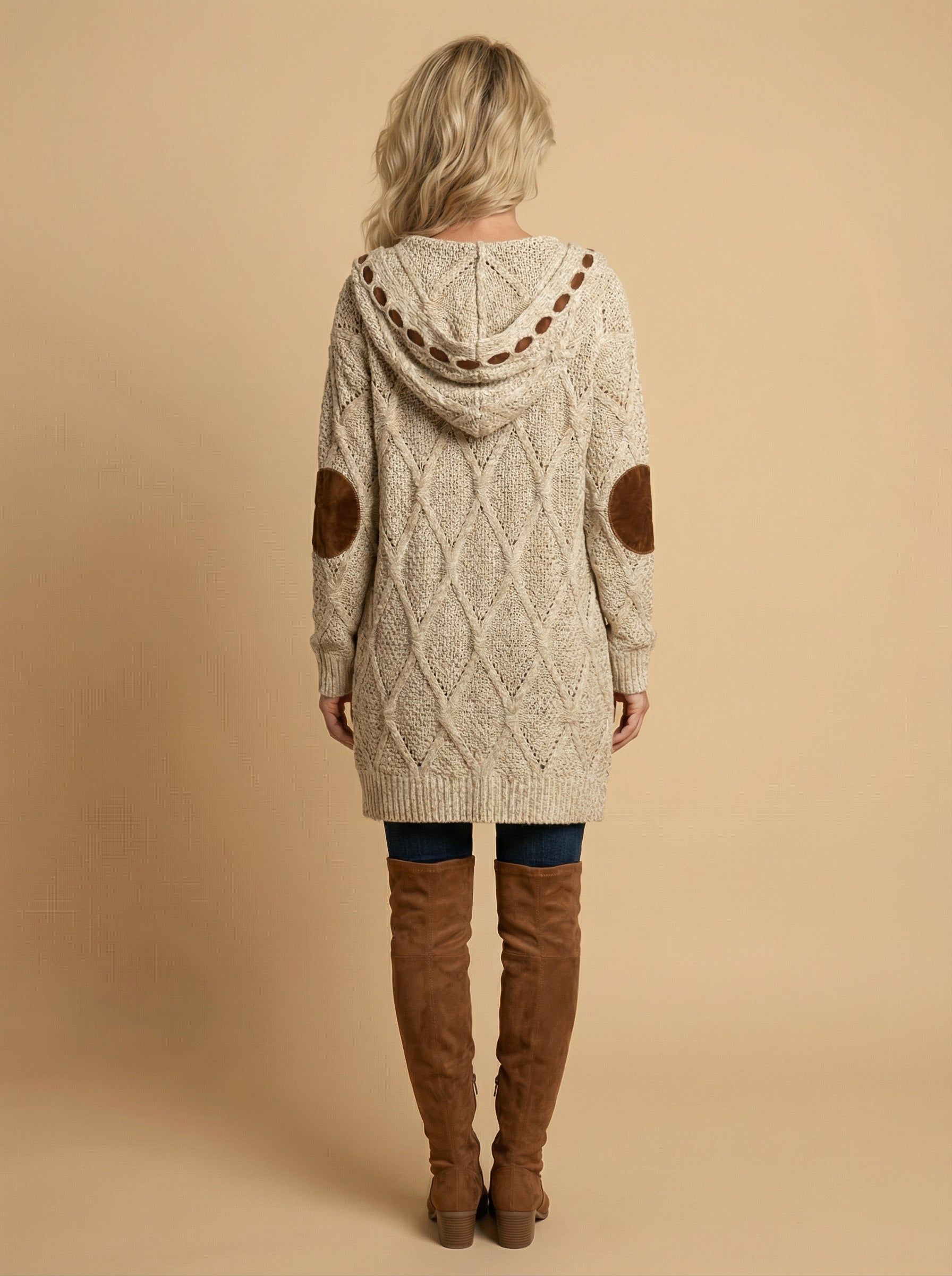 Women’s Vintage Knit Cardigan – Openwork Detail & Cozy Fall Style