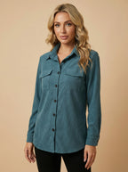 Women’s Corduroy Button Shirt – Classic Collar & Structured Casual Fit