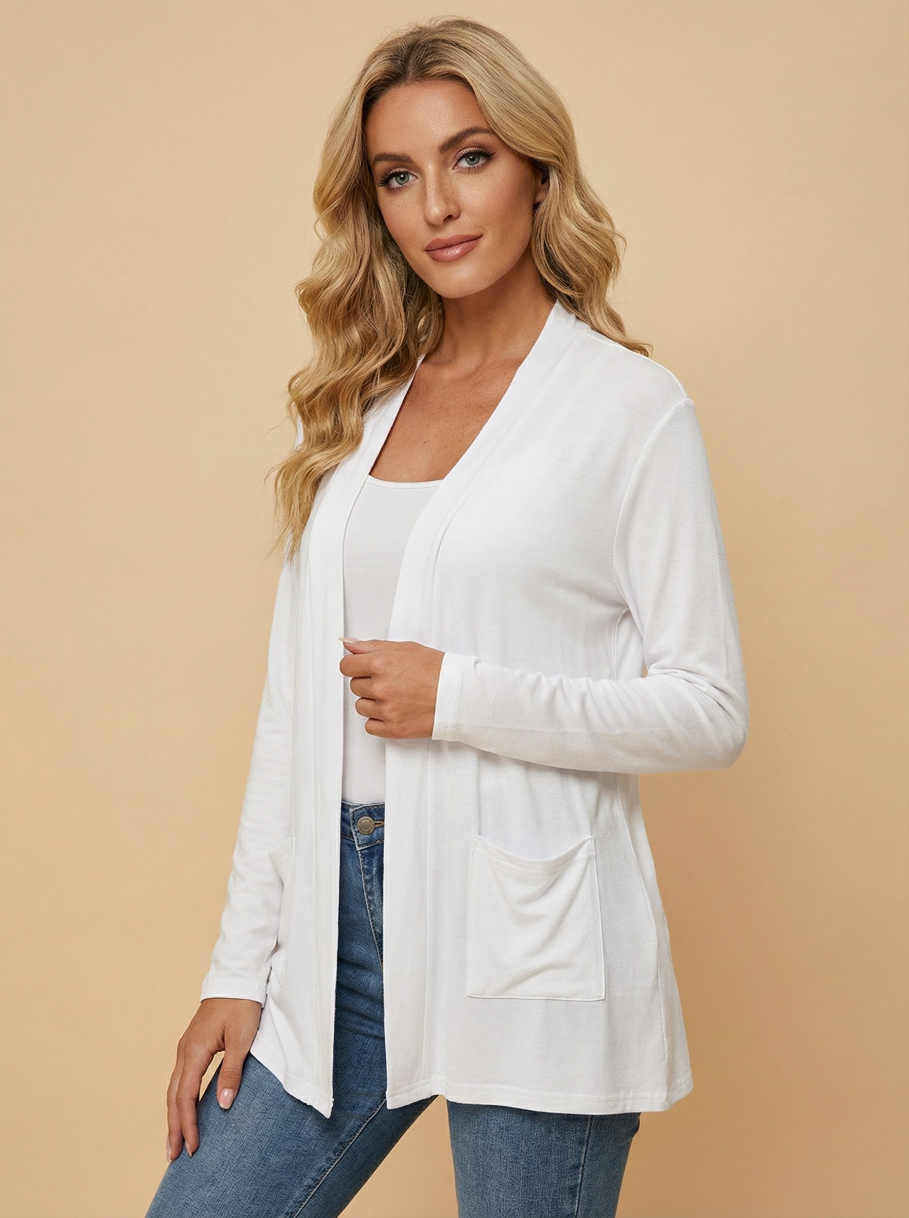 Women’s Modal Open-Front Cardigan – Soft V-Neck & Lightweight