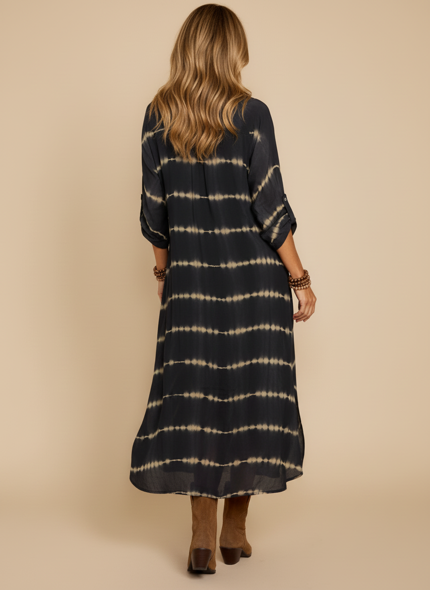 Women’s Boho Striped Maxi Dress – Effortless Flow & Elegance