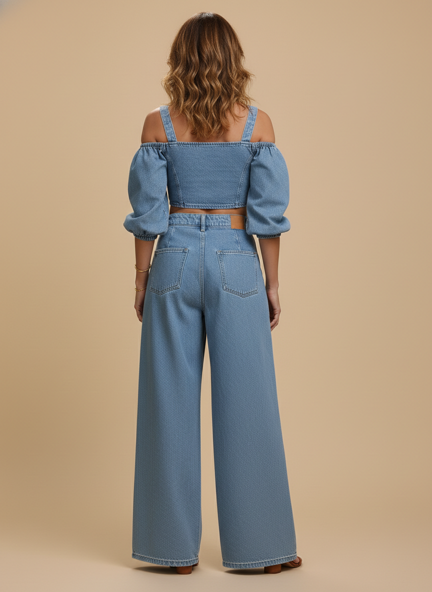 Women’s Wide-Leg Denim Trousers – Vintage Fit & Everyday Elegance
