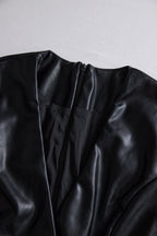 Women’s Black Faux Leather Wrap Mini Dress – Modern City Elegance