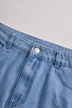 Women’s Denim Two-Piece Set with Asymmetrical Top & Fringed Skirt – Modern Movement & Daytime Style