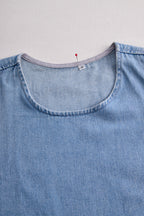 Women’s Denim Two-Piece Set with Asymmetrical Top & Fringed Skirt – Modern Movement & Daytime Style