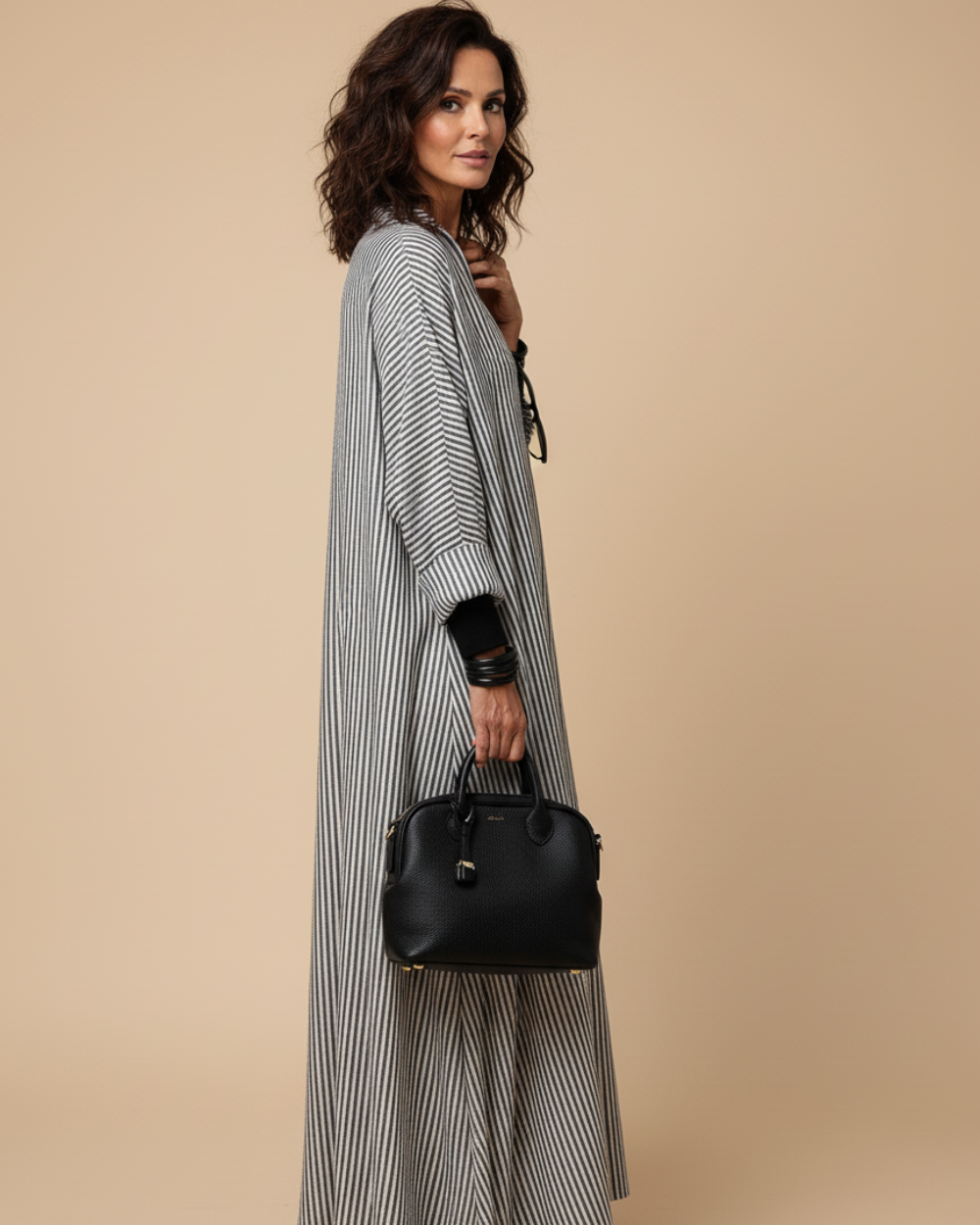 Women’s Dress – Striped Maxi Kaftan Dress