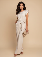 Women’s Wide-Leg Jumpsuit with Bow-Tie Waist