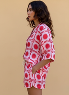 Women’s Geometric Print Shirt & Shorts Set