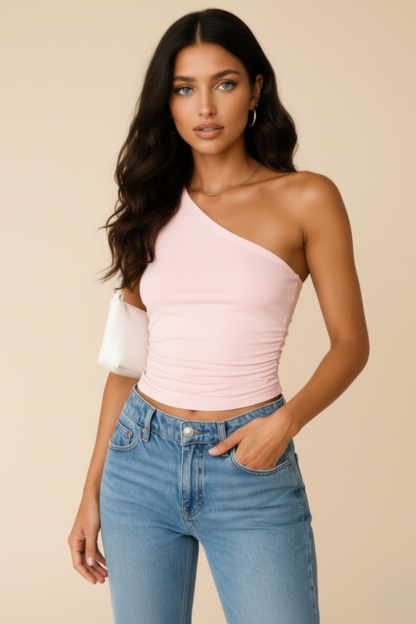 Women’s Asymmetric One-Shoulder Tank Top – Minimalist Stretch Design