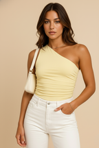 Women’s Asymmetric One-Shoulder Tank Top – Minimalist Stretch Design