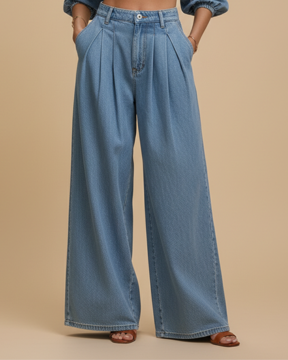 Women’s Wide-Leg Denim Trousers – Vintage Fit & Everyday Elegance