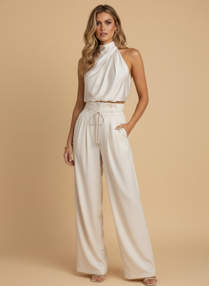 Women’s Set – One-Shoulder Top & Wide-Leg Pants