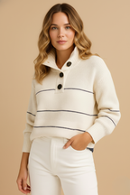 Women’s Button Collar Knit Pullover