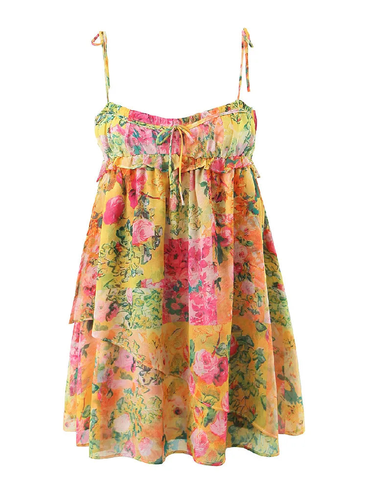 Women’s Floral Mini Dress – Tiered Summer Silhouette