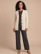 Women’s Elegant Textured Knit Cardigan – Soft V-Neck & Relaxed Spring Comfort