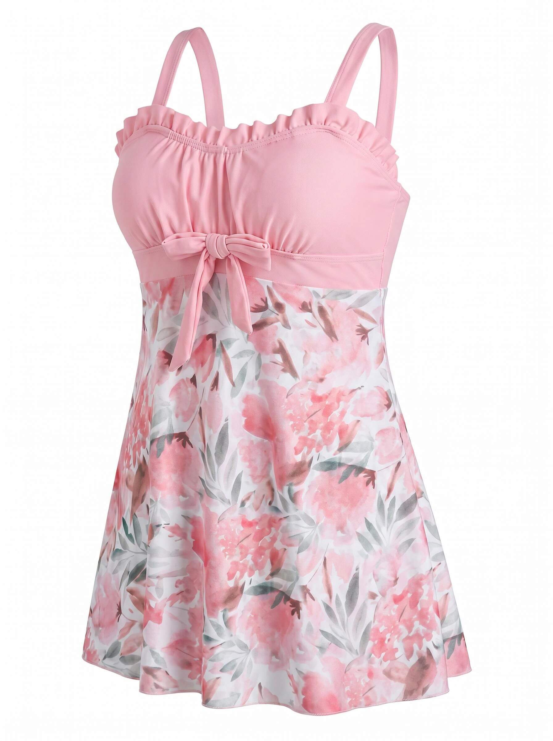 Women’s Floral Tie Front Skirted One-Piece Swimsuit