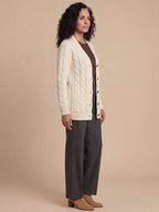 Women’s Elegant Textured Knit Cardigan – Soft V-Neck & Relaxed Spring Comfort