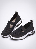 Women’s Casual Knit Slip-On Sneakers – Cutout Design