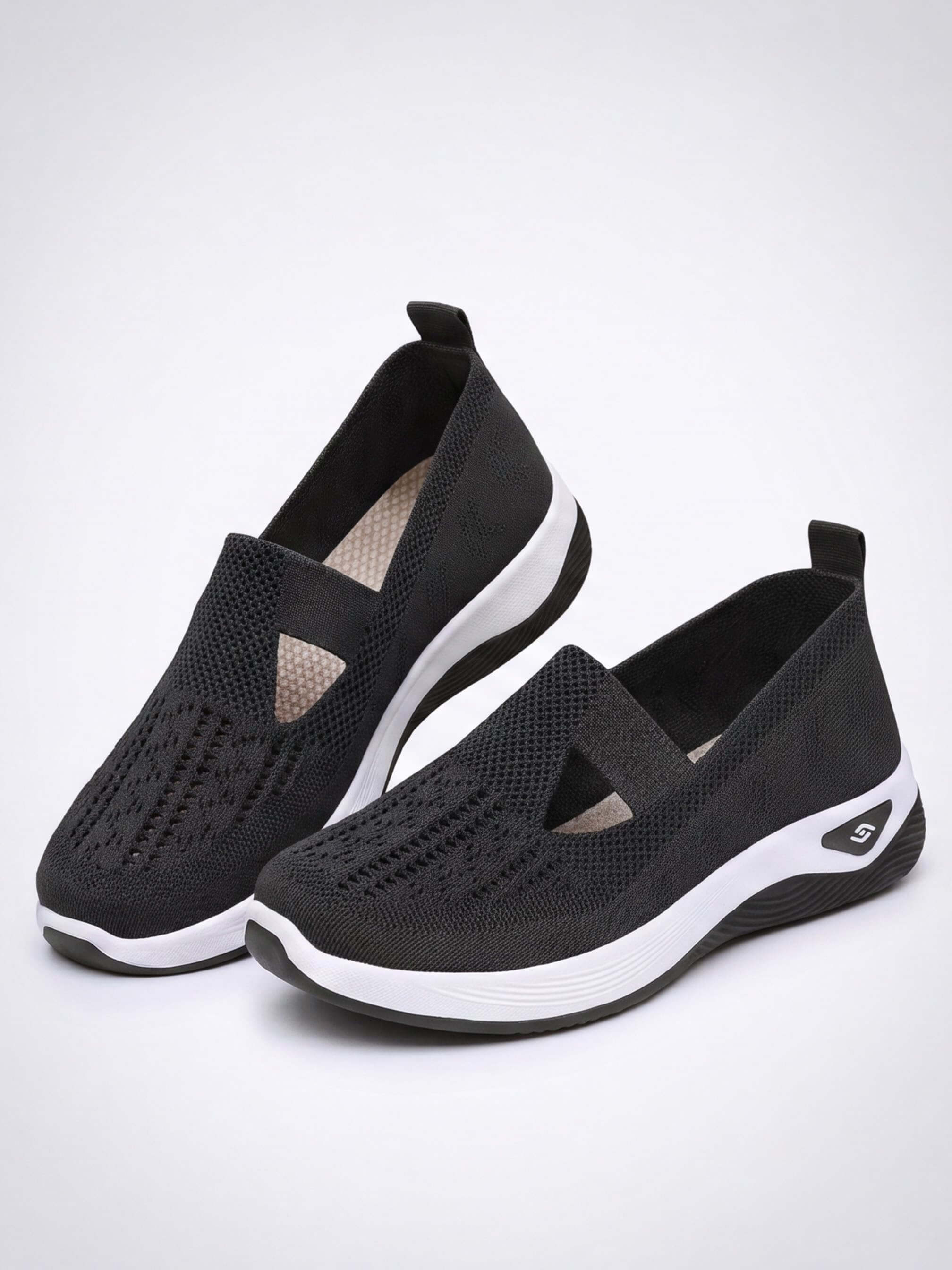 Women’s Casual Knit Slip-On Sneakers – Cutout Design