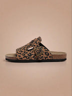 Women’s Buckle Slide Sandals- Leopard Print