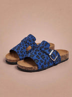 Women’s Buckle Slide Sandals- Leopard Print